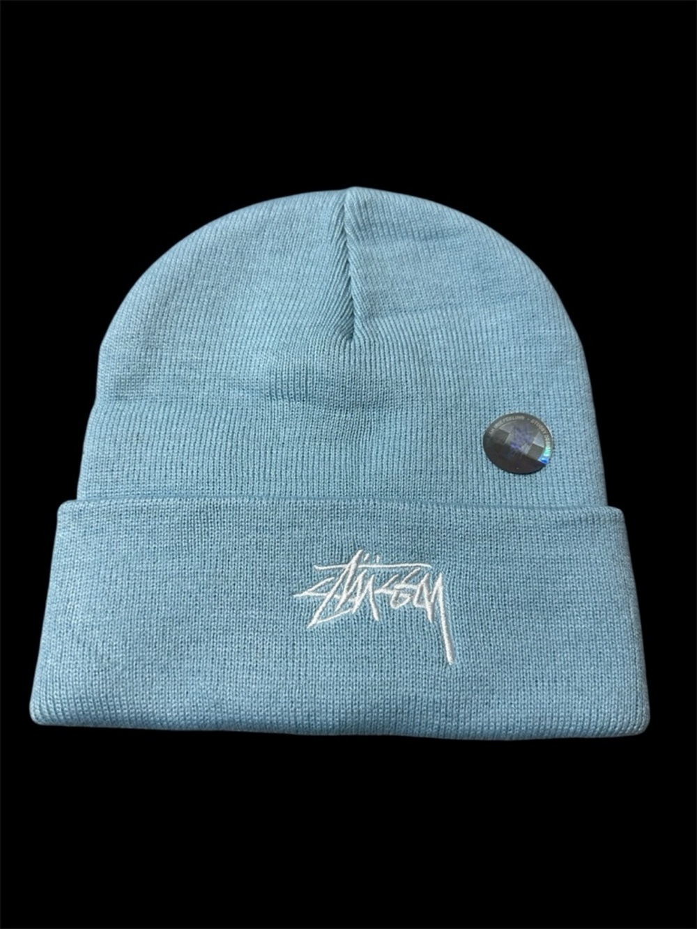 Stussy Light Blue Stock Logo Cuff Knit Beanie OS